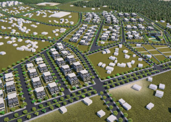 Plano de urbanização residencial — vista aérea