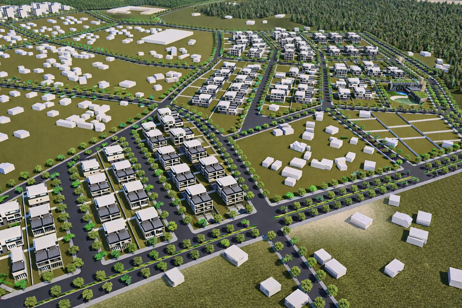 Plano de urbanizacao residencial - vista aerea